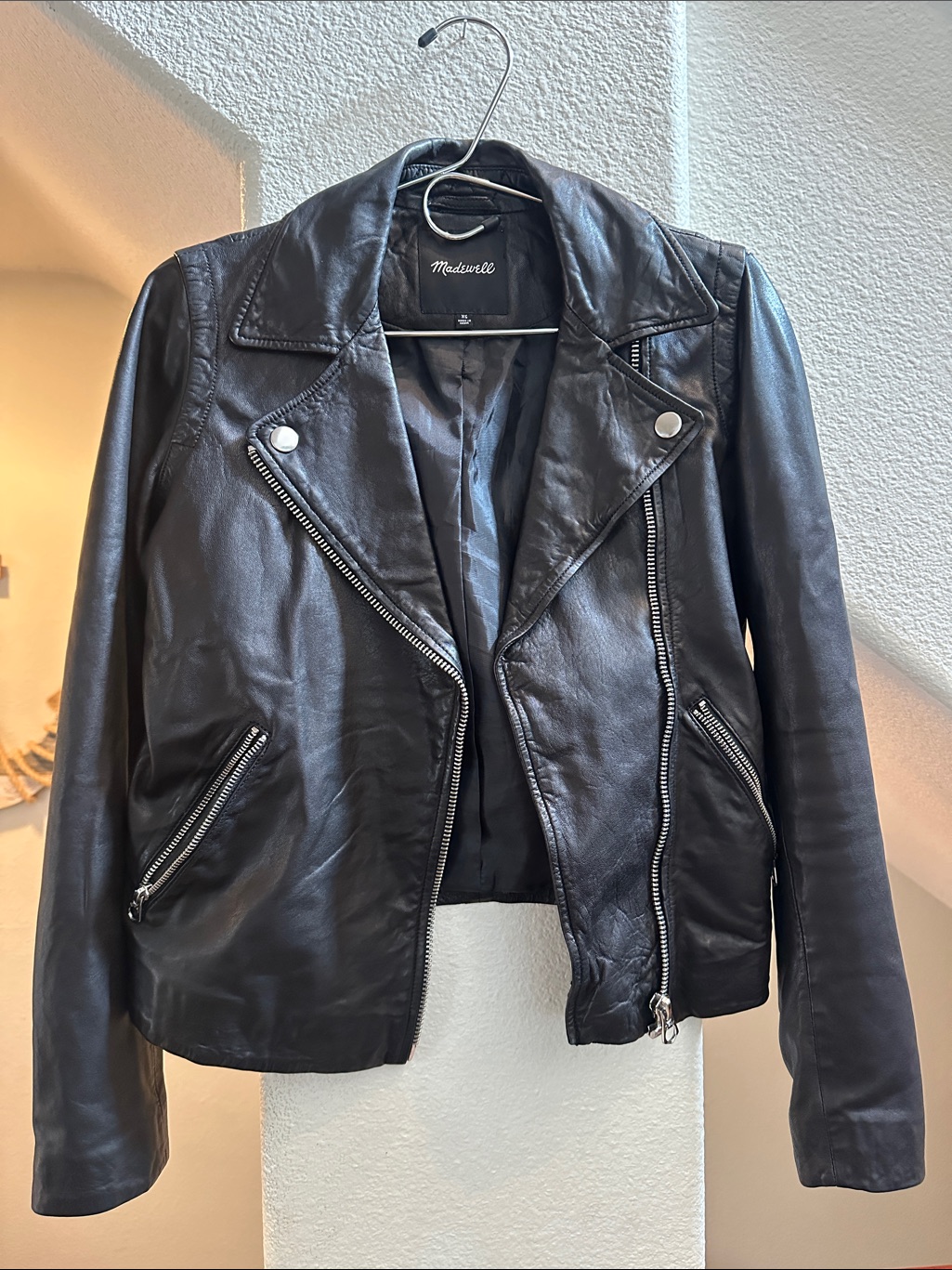 Madewell Lamb Leather Moto Jacket Xs Black Soft Buttery Genuine Leather